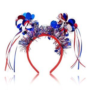 4th of July Head Bopper Independence Day Headband Red White Blue Ribbon Headband